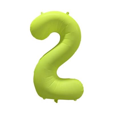 Amscan Fóliový balón narozeninové číslo 2 Neon žlutá 86 cm