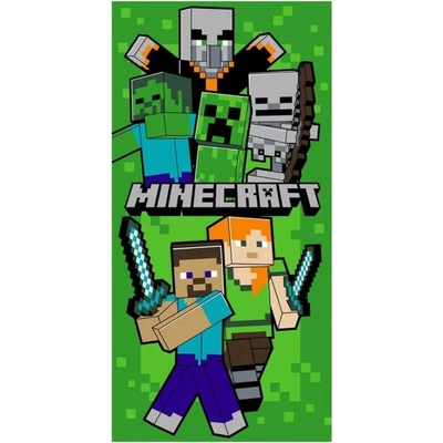 Minecraft osuška zelená 70 x 140 cm