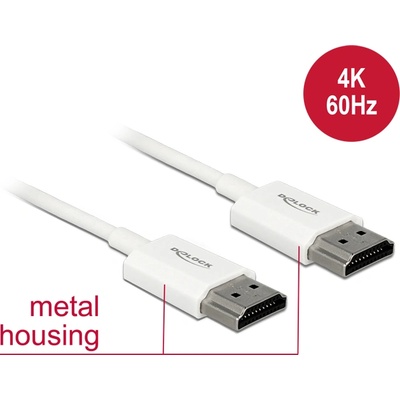 Delock HDMI кабел с Ethernet - Щепсел за HDMI-A конектор Щепсел за HDMI-A конектор, 3D, 4K, 4, 5 м, тънък
