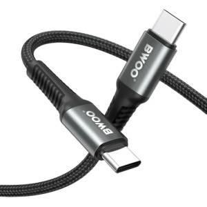 USB кабел BWOO Braided Cable USB-C, 3m, 60W, черен