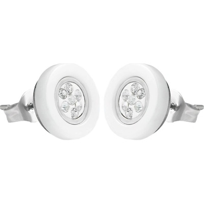 BM Jewellery Náušnice keramické kruh se zirkony bílé S11265050