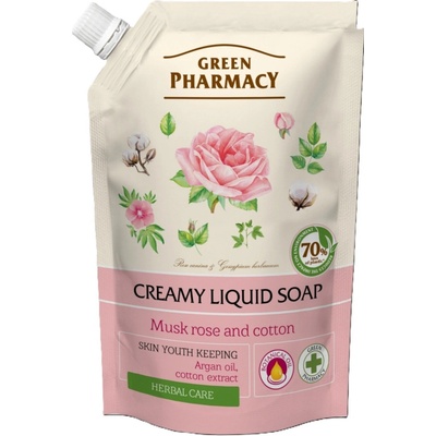Green Pharmacy tekuté mýdlo náhradní náplň pižmová růže a bavlna 460 ml
