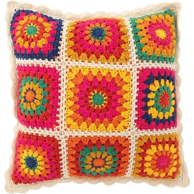 J-Line by Jolipa Pestrobarevný háčkovaný polštář v Boho stylu Croche 45x15x45 – Zboží Dáma