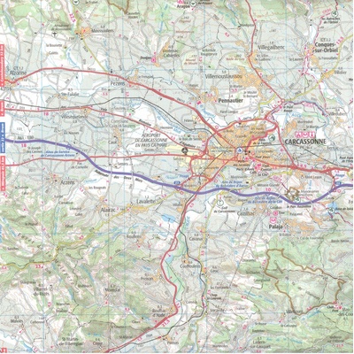 Béziers Perpignan-mapa 1:100 000-IGN 174