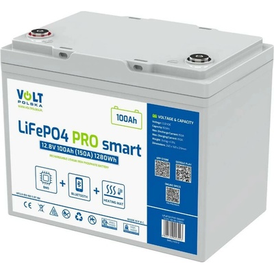 Volt Polska PRO SMART LiFePO4 12,8 V 100 Ah 150 A s BMS a Bluetooth + vyhrievacia podložka