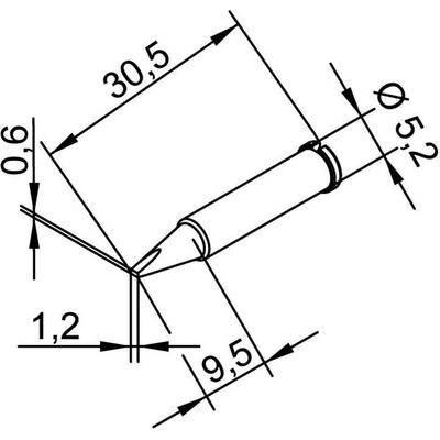 Ersa 102 CD LF 12 spájkovací hrot dlátová forma, rovná Veľkosť hrotov 1.2 mm Dĺžka hrotov 30.5 mm Obsah 1 ks