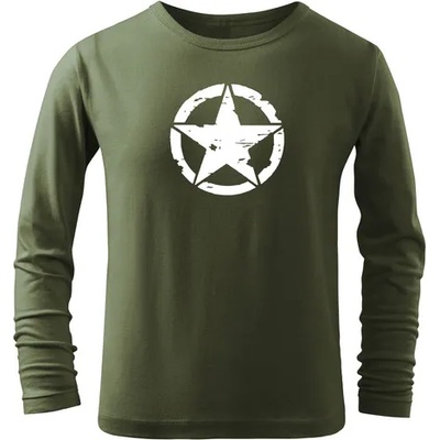 DRAGOWA детска тениска с дълъг ръкав, Звезда, маслиненозелена (7174)