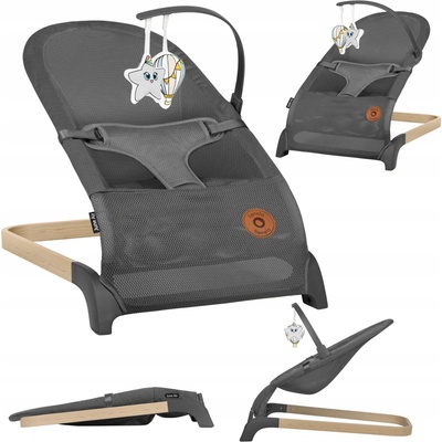 Lionelo June Air - lehátko, houpačka s hračkami Grey Graphite