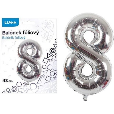 LUMA Balónek foliový č.8 STŘÍBRNÝ 43 cm