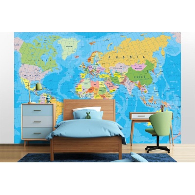 DIMEX ART Самозалепваща се флизелинова фототапета карта на света върху глобус 375 x 250 см