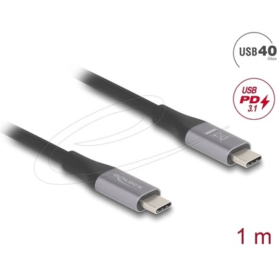 Delock кабел USB 40 Gbps Type-C мъжки/мъжки PD 3.1 240W E-Marker 1m сив метал 81191 (81191)