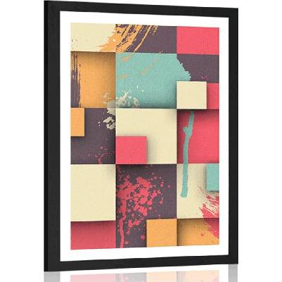 Plakát s paspartou abstraktní textura - 20x30 silver