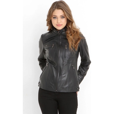 Jacket Club Дамско яке от естествена кожа yb-2043 - Тъмносиво #319368 (319368_Черно)