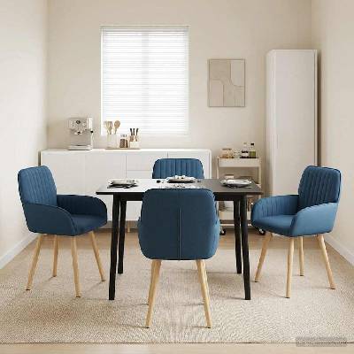 vidaXL Обедени столове 4 pcs Текстил Синьо 56, 5 x 50 x 87, 5 см (3428200)