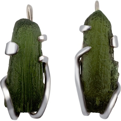 Vltavín Moldavite stříbrné náušnice s vltavíny 2000042990008