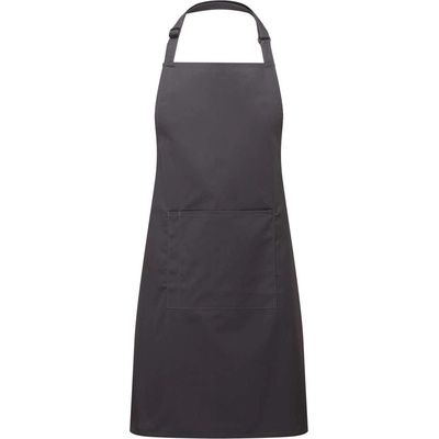 dřevěné uhlí Zástěra dlouhá s kapsou Bib šedé