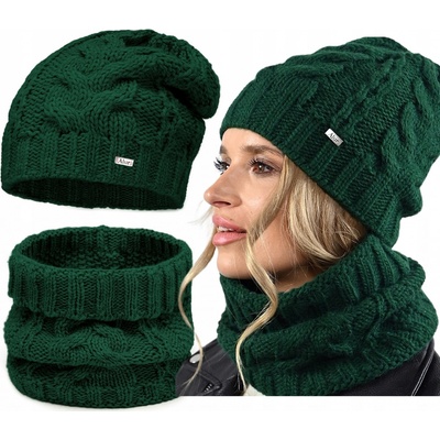 Fashionweek dámská souprava čepice šály a rukavic A9 tmavě zelená