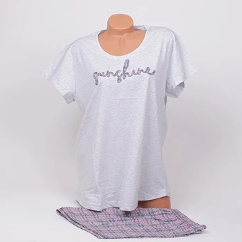 Image 1 of Макси пижама в светлосиво с кариран къс панталон