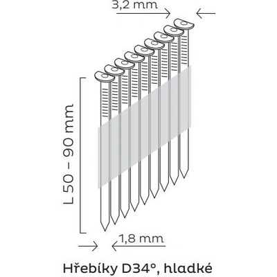 KMR hřebík hladký 2,9x70mm k typ 3890 + GAS (2.000ks)