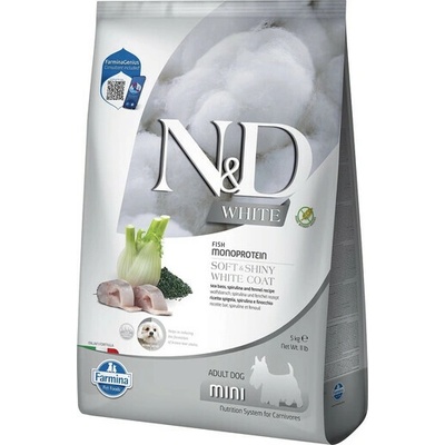 N&D White adult mini mořský vlk spirulina 5 kg