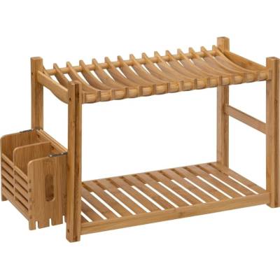 5five Simply Smart Odkapávač na nádobí, 2 patra, bambus, s nádobkou na příbory, 53 x 24,7 x 33 cm hnědá