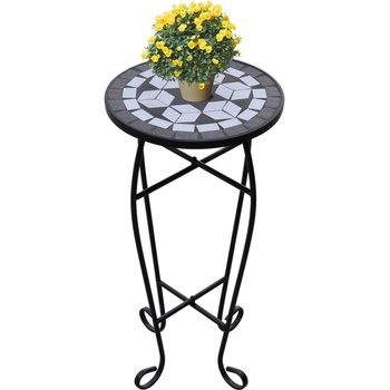 vidaXL stolek na květiny 41129 černo-bílý