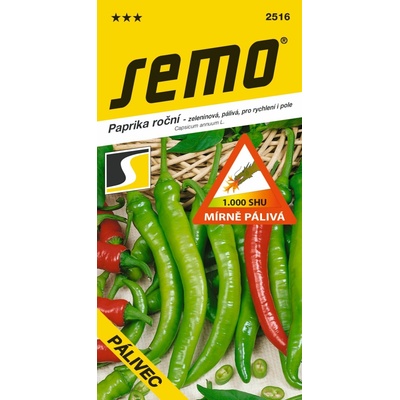 Semo Paprika pálivá PÁLIVEC - k rychlení i na pole, "kozí roh", mírně pálivá, SHU 1 000