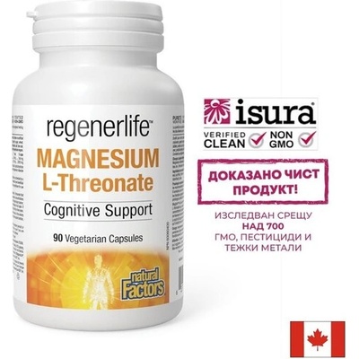 Natural Factors Магнезий L-Треонат - За памет и концентрация, 144 mg, 90 капсули (1907 NF)