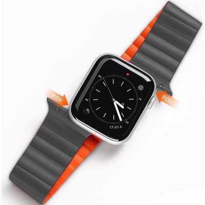 DUX DUCIS Магнитна силиконова каишка за Apple Watch 42мм, 44мм, 45мм, 46мм, Ultra 49мм - Dux Ducis Silicone Magnetic Strap (Chain Version) (сив-оранжев)