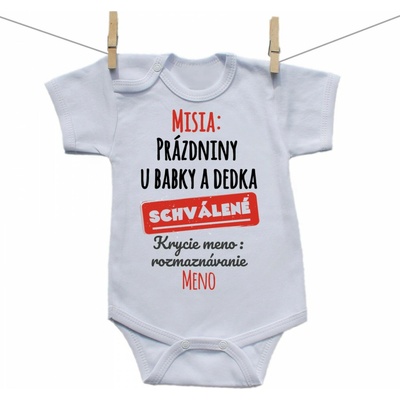 Boodyy Body s krátkym rukávom Misia: Prázdniny u babky a dedka.