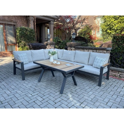 Rojaplast Annecy Sivá hliníková záhradná lounge súprava pre 5 osôb