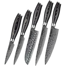 Damano DAMANO® kuchyňský set 5 nožů VANTABLACK D-B20 z damaškové oceli v dárkovém balení