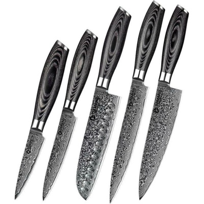 Damano DAMANO® kuchyňský set 5 nožů VANTABLACK D-B20 z damaškové oceli v dárkovém balení