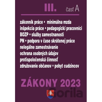 Zákony 2023 III/ A - Pracovnoprávne vzťahy a BOZP, Minimálna mzda - Poradca s.r.o.