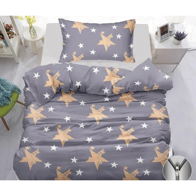 Textilomanie bavlna obliečky GOLDEN STARS sivé 70x90 140x200