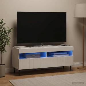 vidaXL LED телевизионен кабинет ZWOLLE 100 x 35 x 43 см Бял гланц (896549)