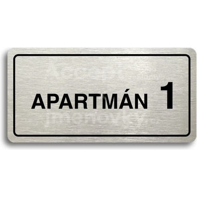 ACCEPT Piktogram APARTMÁN 1 II - stříbrná tabulka - černý tisk