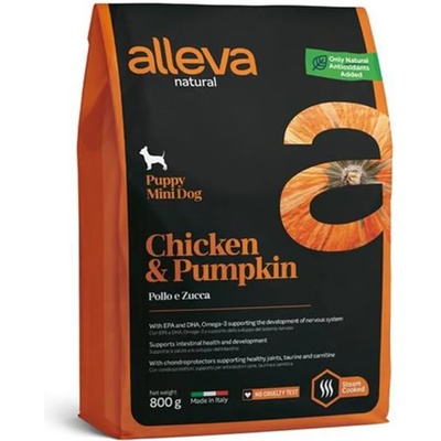 Alleva NATURAL кучешка пиле и тиква мини 0, 8 кг