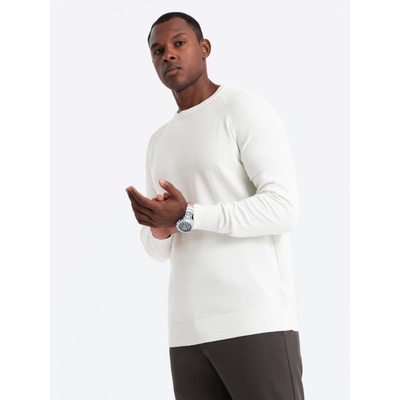 Ombre Clothing Мъжки рагланов пуловер с оребрени ръкави White Ombre Clothing Ombre Clothing | Byal | МЪЖЕ | XL