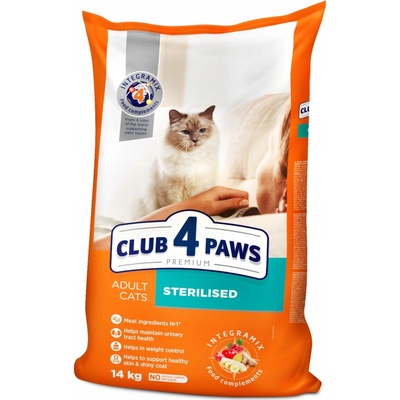 CLUB 4 PAWS Premium Sterilizované Suché krmivo pre mačky s kuracím mäsom 14 kg