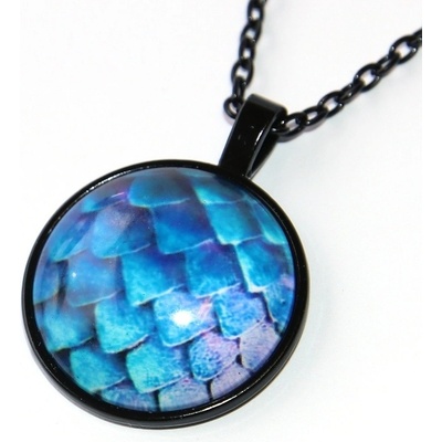 Fashion Jewerly Řetízek amulet dračí šupiny, modrý drak ochrana a bezpečí, love dragons 3190