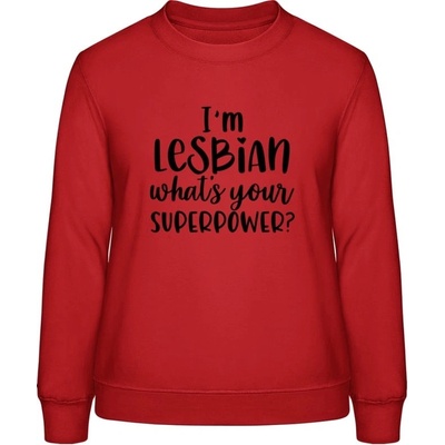 AWDis Sweat mikina Som lesbička aká je tvoja superschopnosť? ohnivá červená