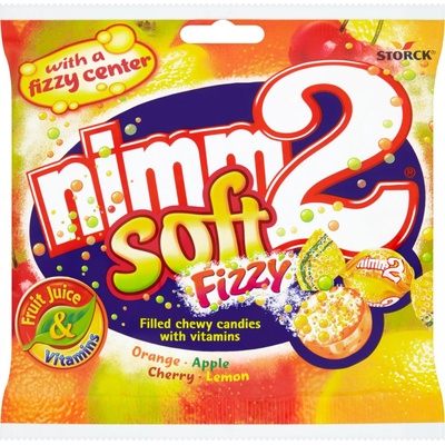 Nimm2 Soft Fizzy Ovocné žvýkací bonbóny s vitamíny a šumivou náplní 90 g
