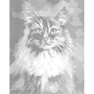 ZUTY Bodkovanie - MAČKA NA HNEDOM POZADÍ Rámovanie: bez rámu a bez vypnutia plátna, Rozmer: 40x50 cm