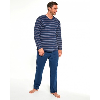 Cornette Various pánske pyžamo dlouhé modré