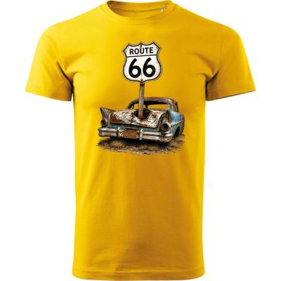 Maverprint tričko Route 66 Zabudnutý americký veterán žltá