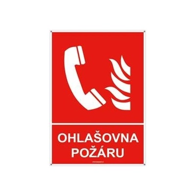 Ohlašovna požáru s textem - bezpečnostní tabulka s dírkami, plast 2 mm 150x210 mm