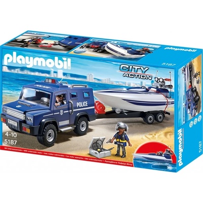 Playmobil 5187 Policajné auto s rýchlostným člnom