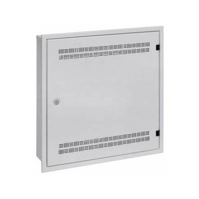 wall-mounted distribution board LC-18 with 2U, 4U and 11U rails, 550x550 grey RAL7035 with flush-mounting frame LC-18-55-15-W-G
