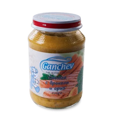 Ганчев пюре Сьомга с броколи и ориз 8 месеца+